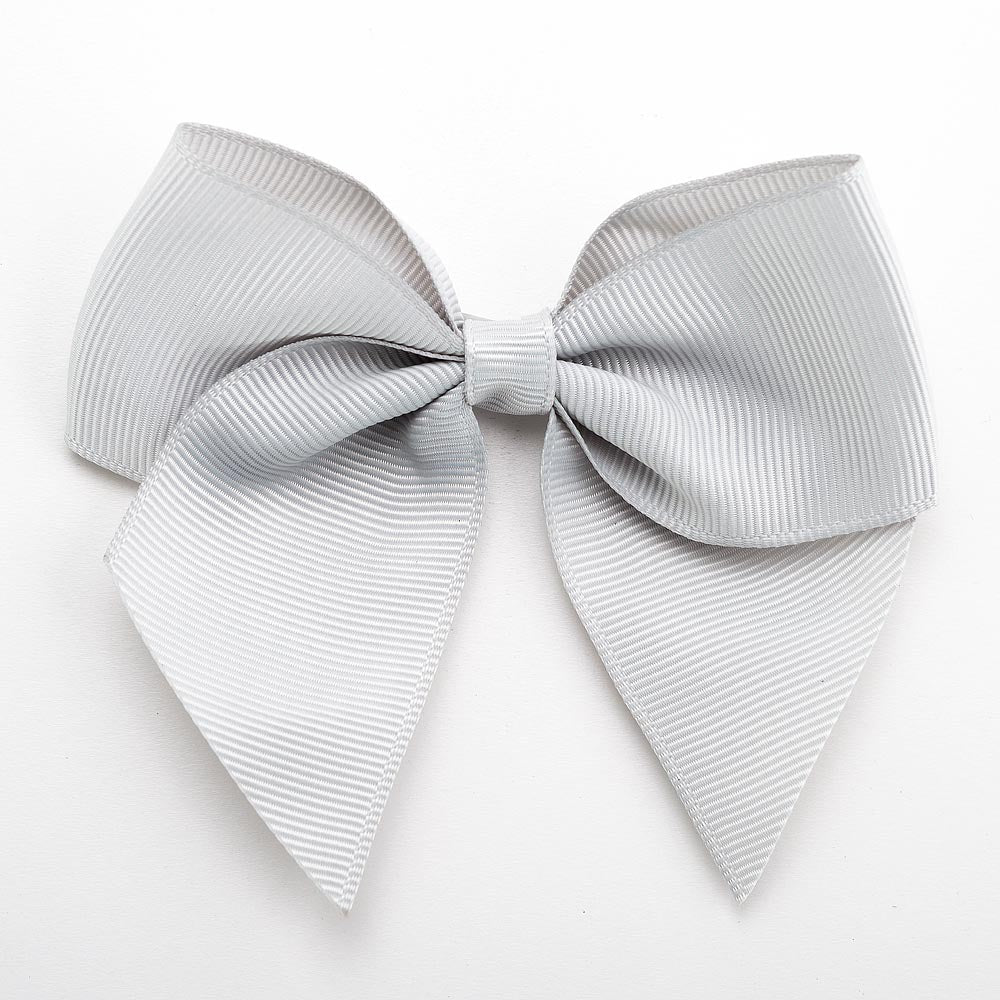 Silver 10cm Grosgrain Bow - Self Adhesive