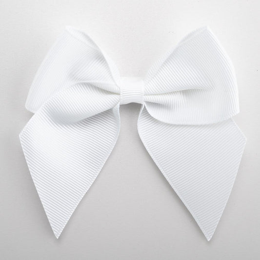 White 10cm Grosgrain Bow - Self Adhesive