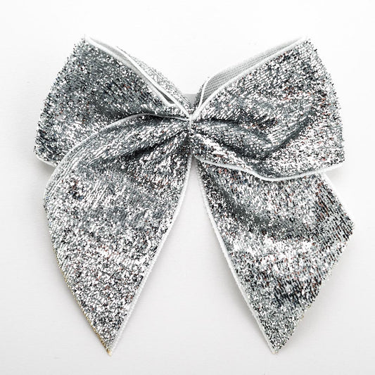 Silver 10cm Sparkle Bows – Self Adhesive - Perfect Tables