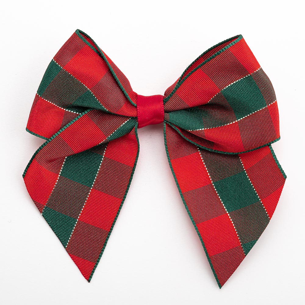 Red/Green 10cm Tartan Bows – Self Adhesive