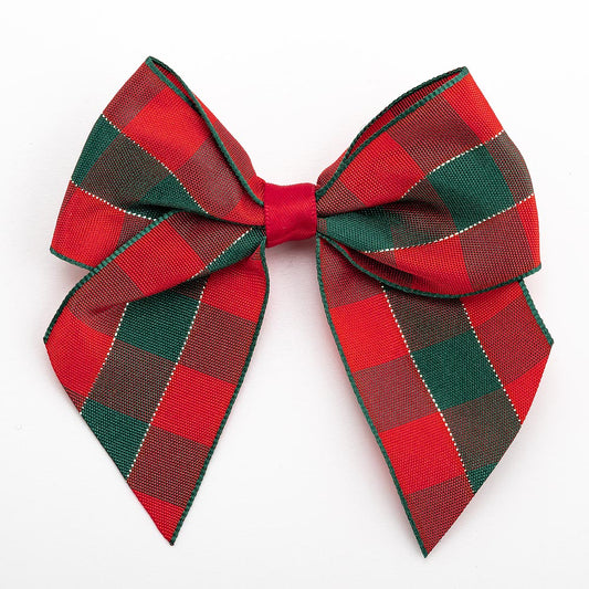 Red/Green 10cm Tartan Bows – Self Adhesive