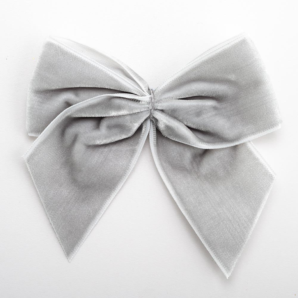 Silver 10cm Velvet Bows – Self Adhesive