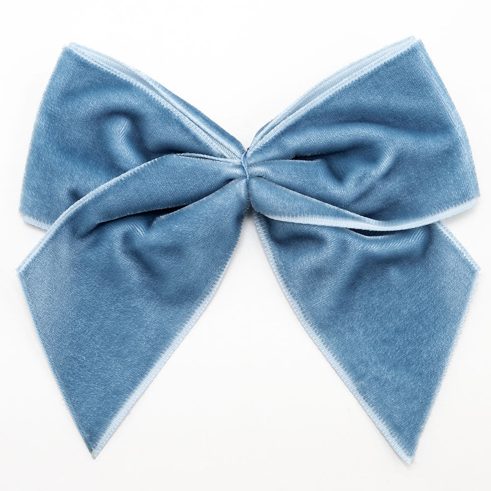 Vintage Blue 10cm Velvet Bows – Self Adhesive
