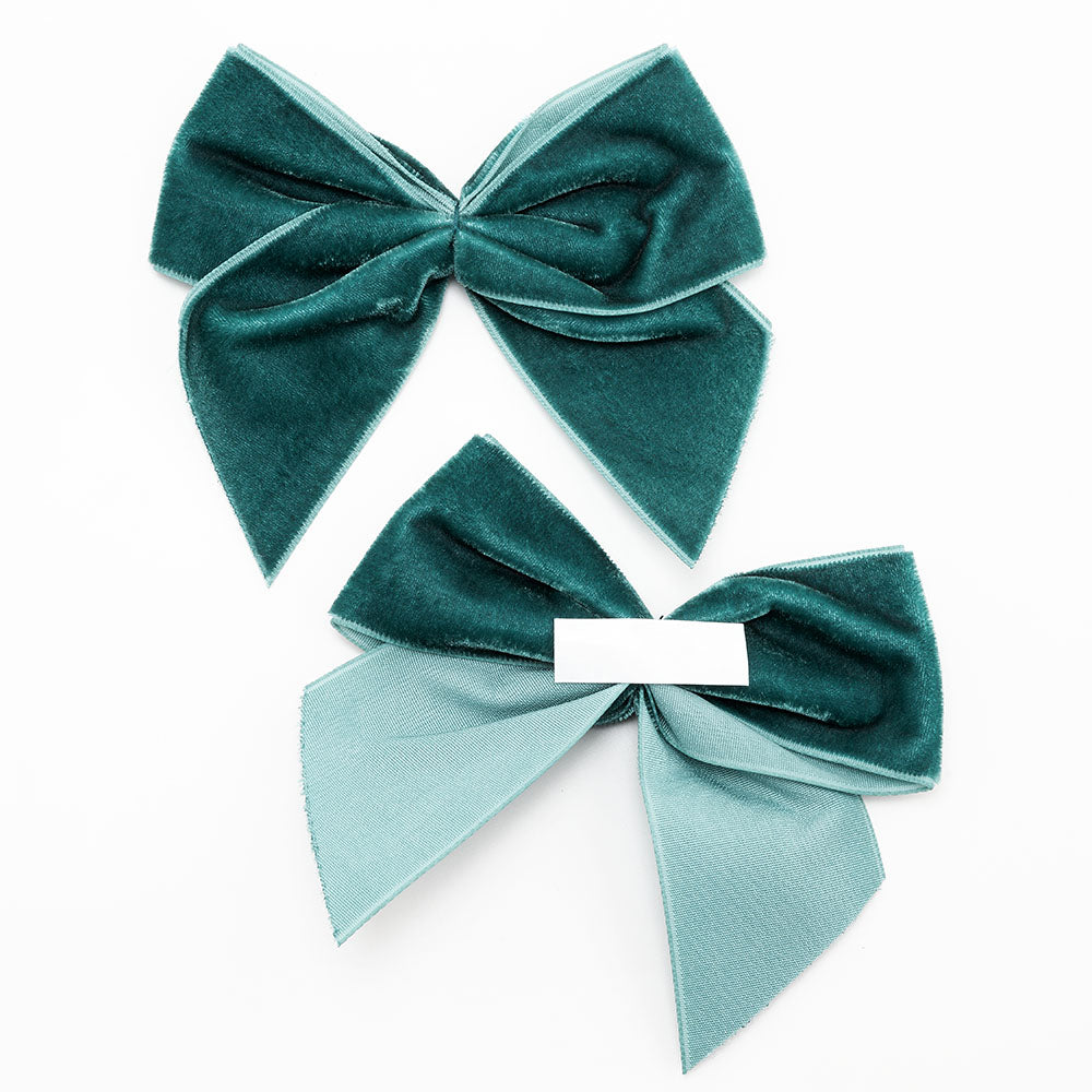 Vintage Teal 10cm Velvet Bows – Self Adhesive