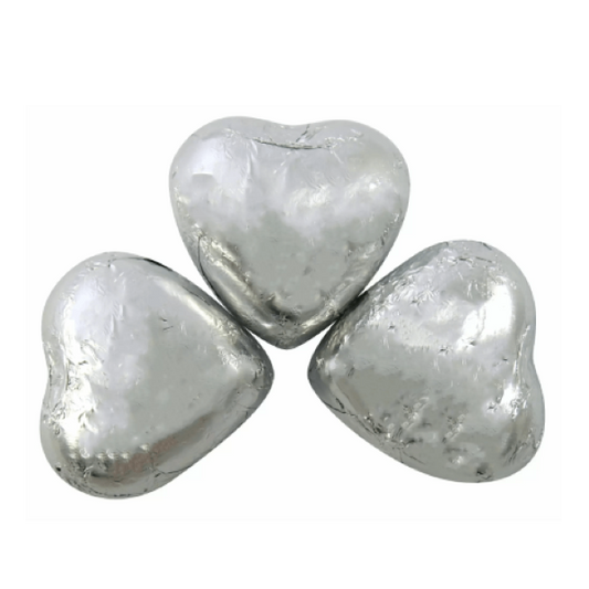 Silver Caramel Flavoured Foiled Hearts