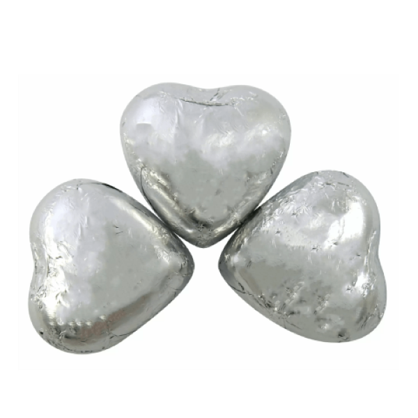 Silver Caramel Flavoured Foiled Hearts