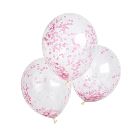 5 Clear Confetti Balloons - Girl