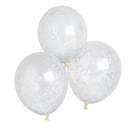 5 Clear Confetti Balloons - Unisex