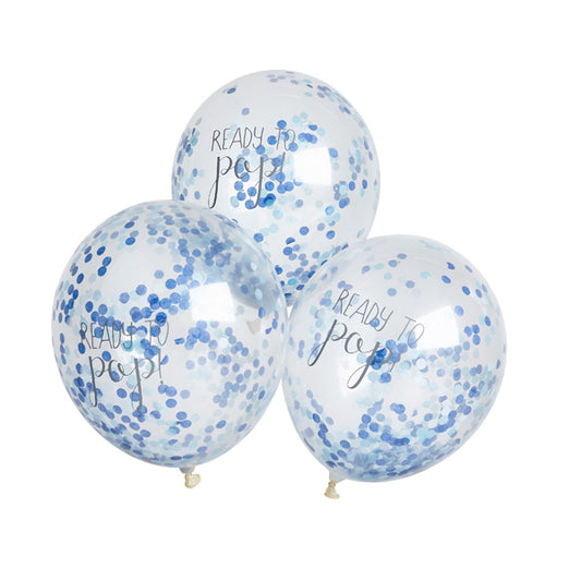 5 Ready To Pop Confetti Balloons - Boy