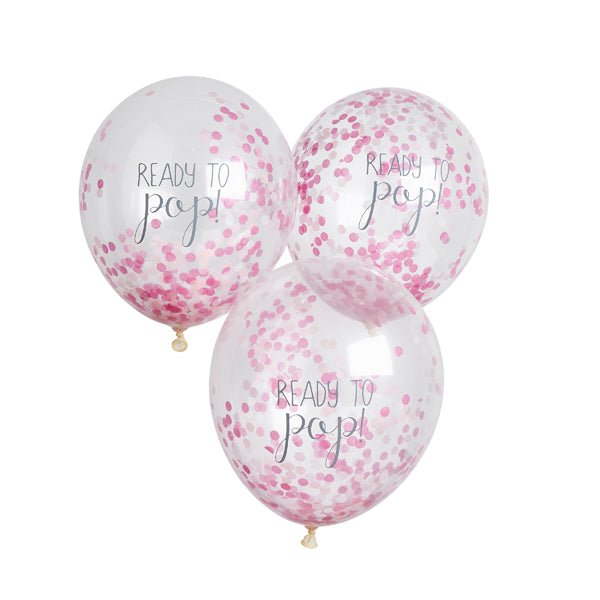 5 Ready To Pop Confetti Balloons - Girl