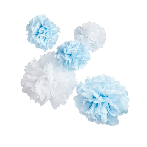 5 Tissue Pom Poms - Boy