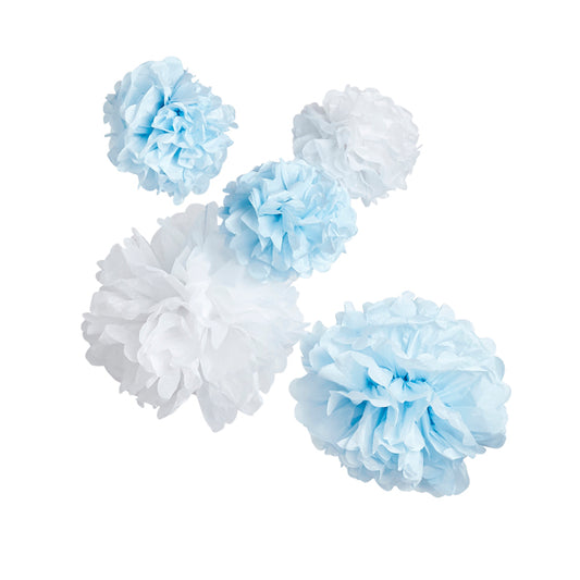 5 Tissue Pom Poms - Boy