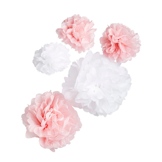 5 Tissue Pom Poms - Girl