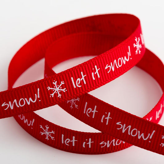 Red Let it Snow Ribbon 5 Metre Reel