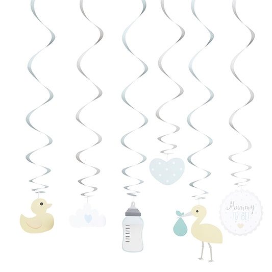 6 Swirl Hanging Decorations - Unisex
