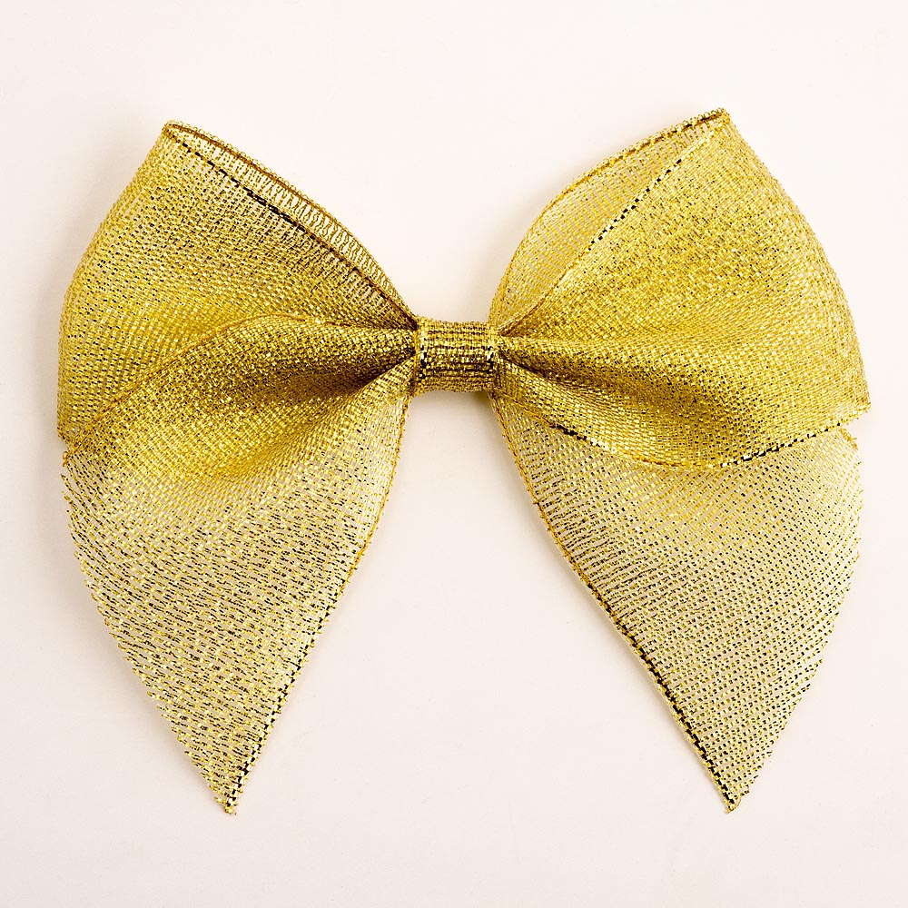 Metallic Gold 10cm Lurex Bows - Self Adhesive