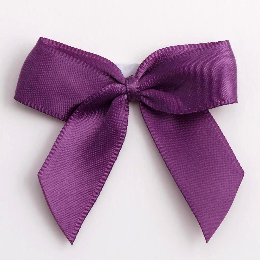 Amethyst 5cm Satin Bows - Self Adhesive
