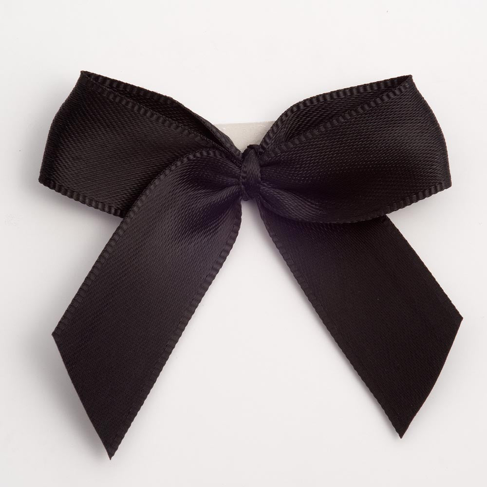 Black 5cm Satin Bows - Self Adhesive