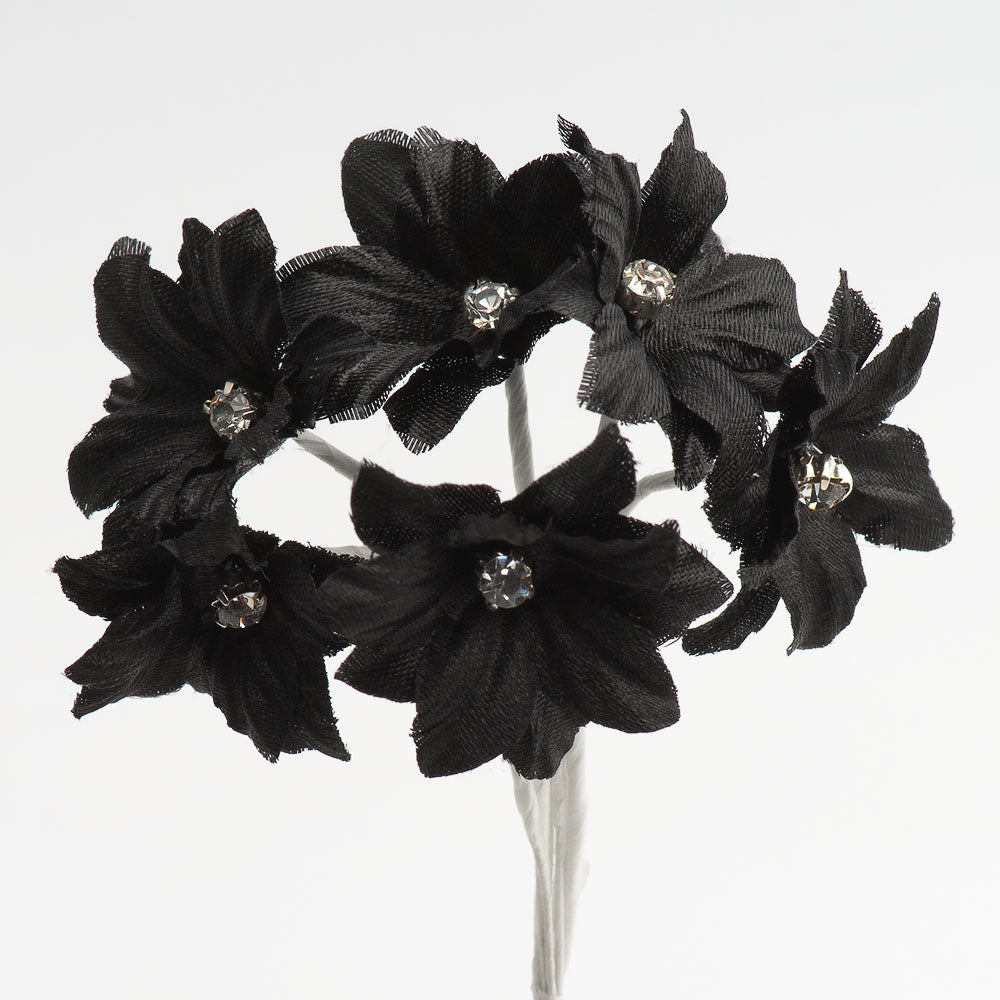 Black Diamante Margherita Bunch of 6