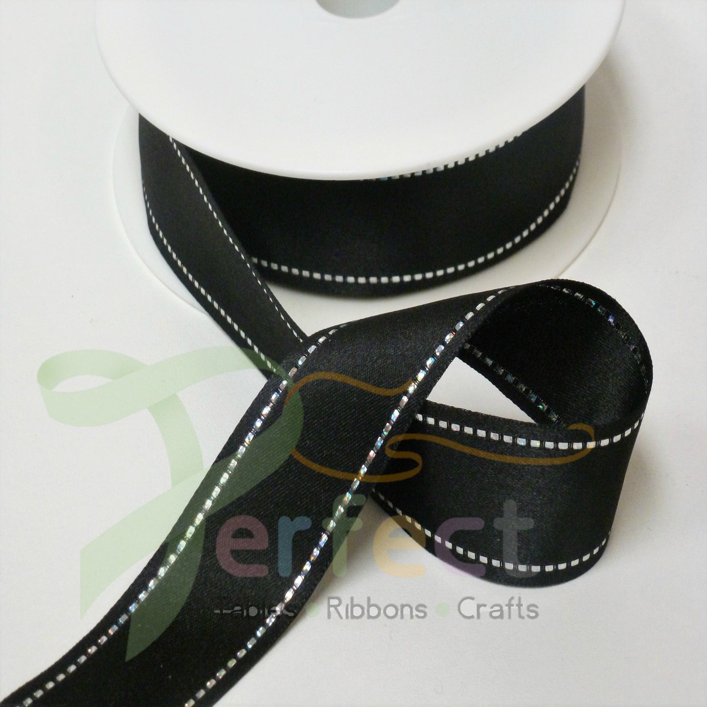Black Shindo Diamante Edge Ribbon 15123 050