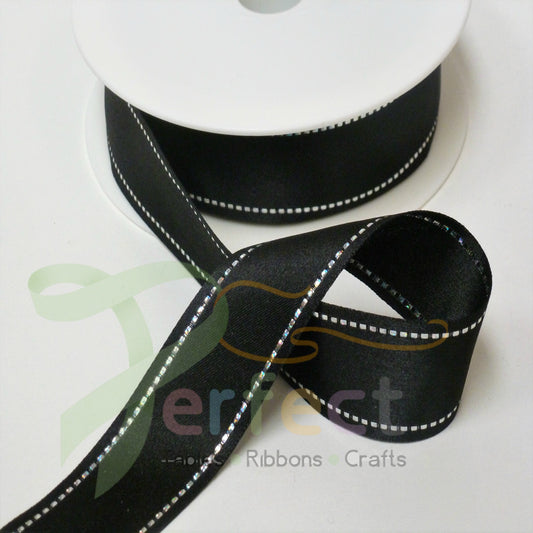 Black Shindo Diamante Edge Ribbon 15123 050