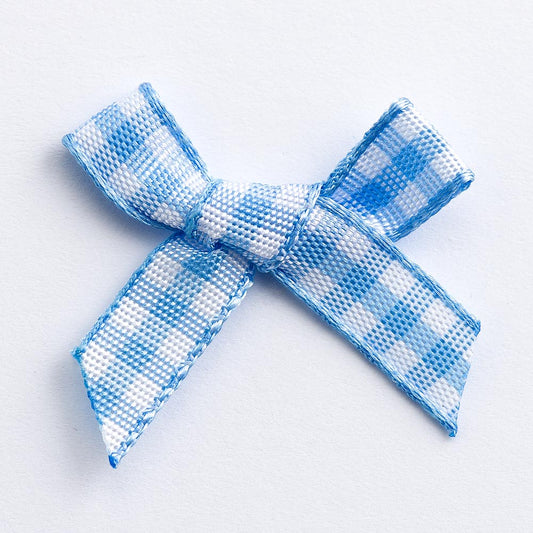 Blue  3cm Gingham Bows