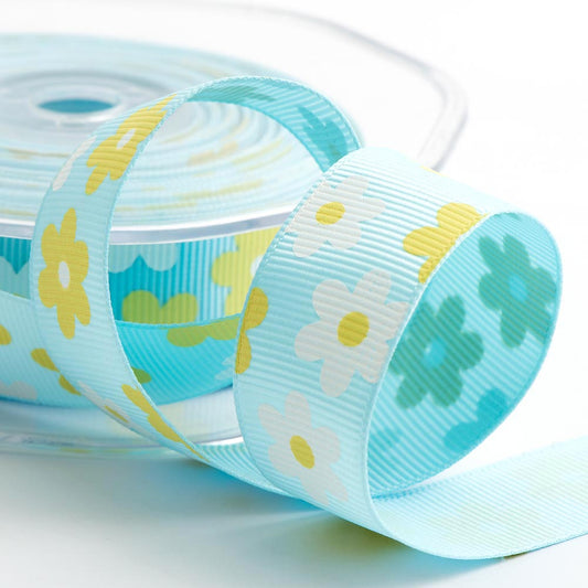 Blue Daisy Grosgrain Ribbon