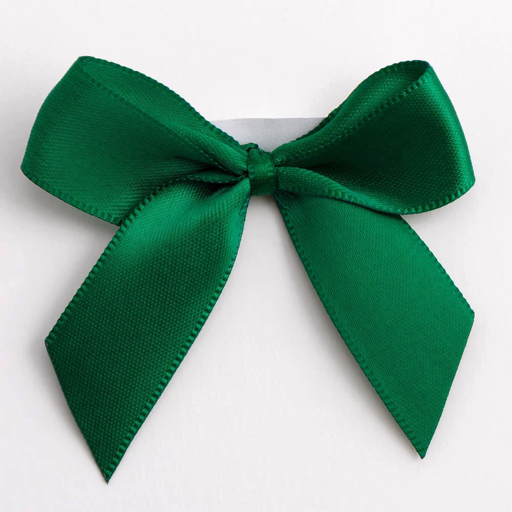 Bottle Green 5cm Satin Bows - Self Adhesive