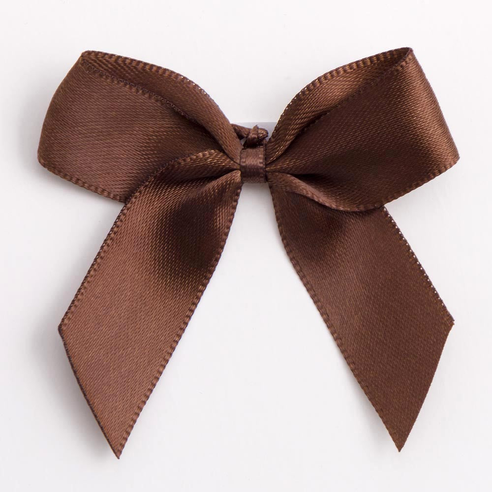Brown 5cm Satin Bows - Self Adhesive