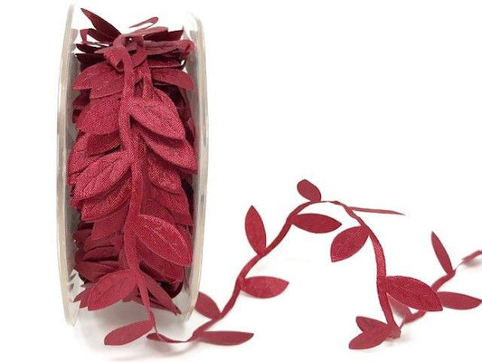 Burgundy Wine Satin Leaf Ribbon - Perfect Tables