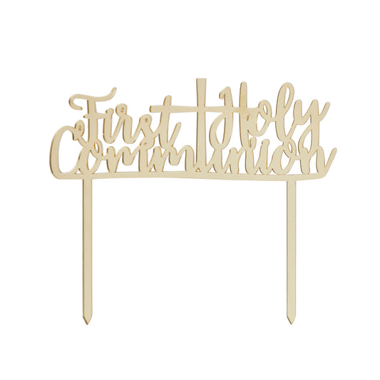 Gold Acrylic 'First Holy Communion' Cake Topper