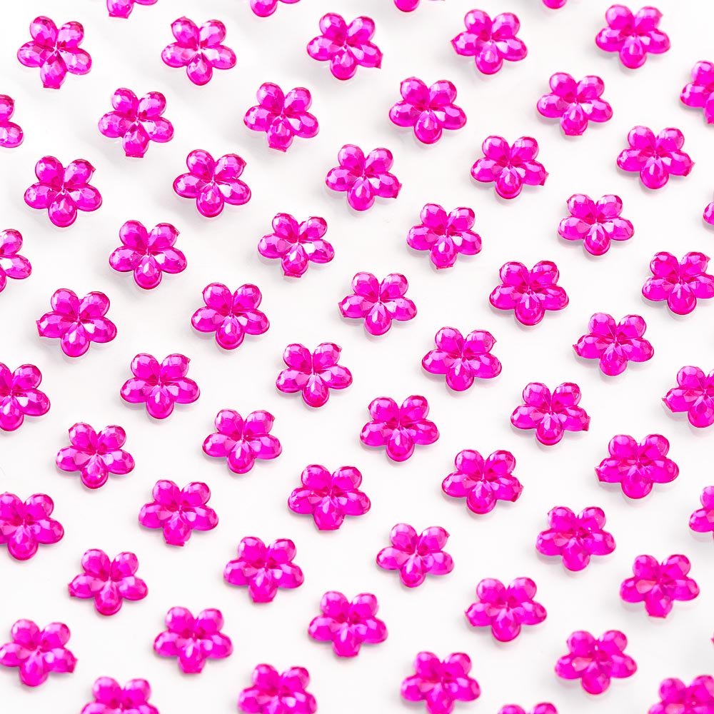 Cerise Self Adhesive Flowers 6mm Sheet of 100