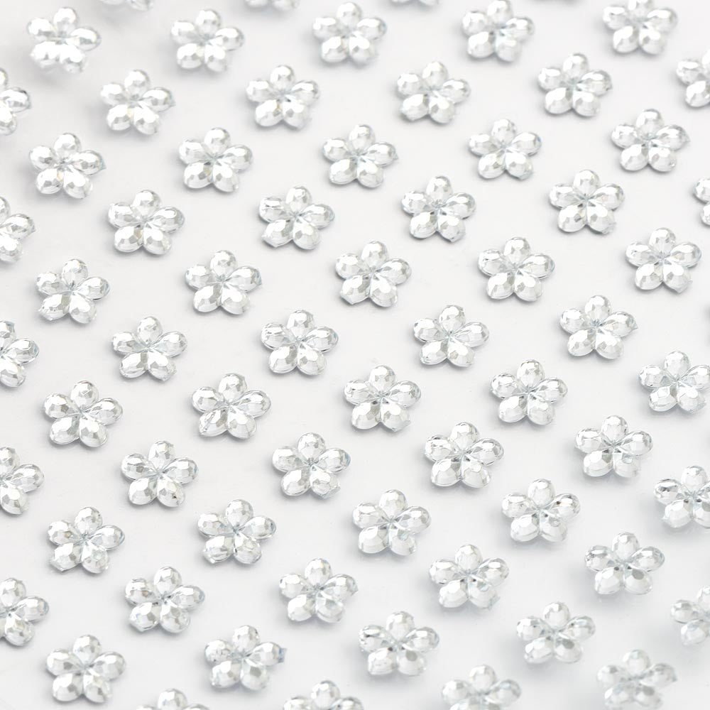 Clear Self Adhesive Flowers 6mm Sheet of 100