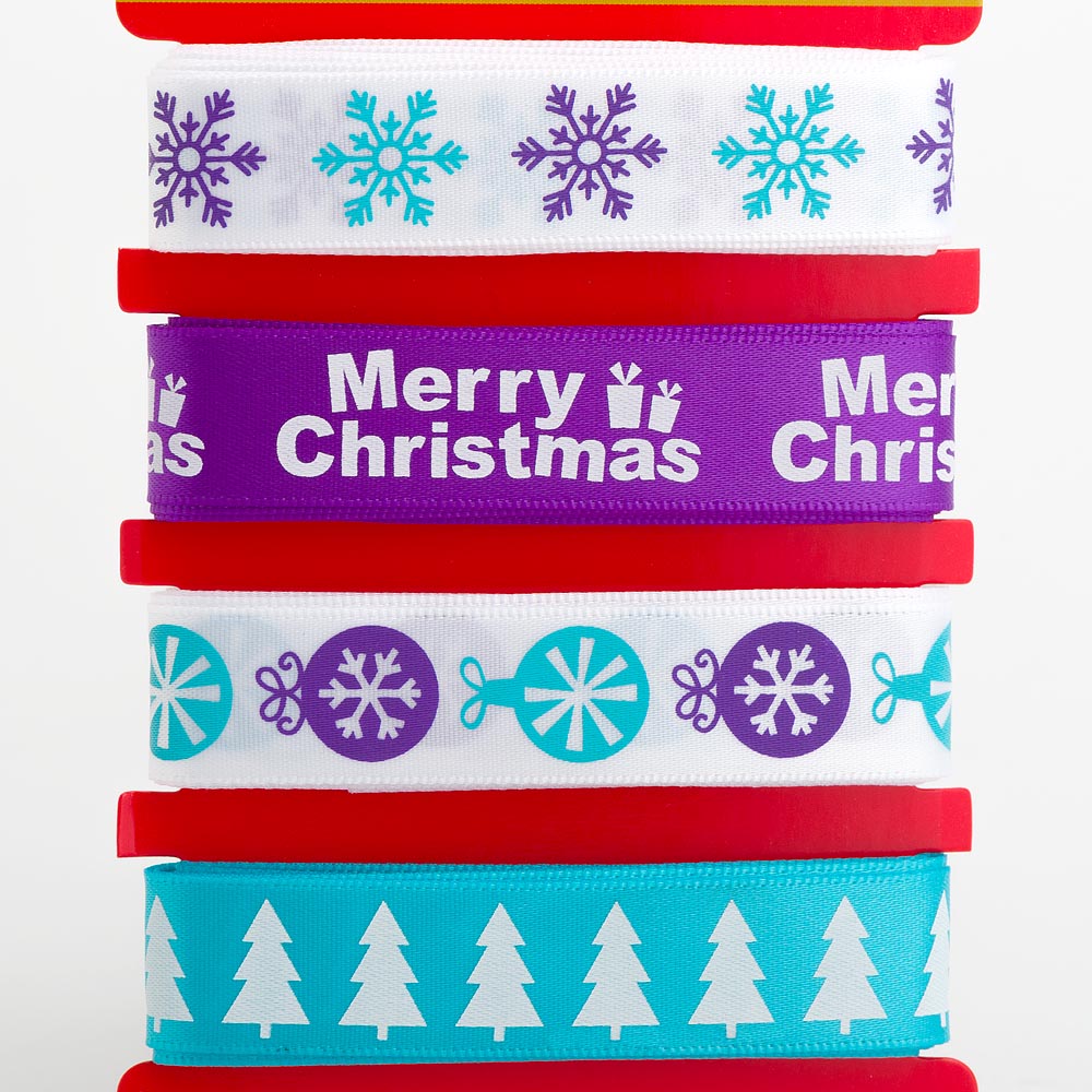 Contemporary Carded Christmas Ribbons 4 of 16mm 2 Metre Lengths