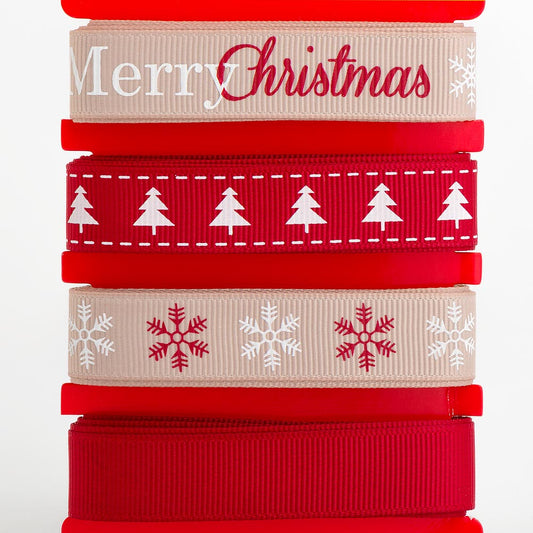 Country Carded Christmas Ribbons 4 of 16mm 2 Metre Lengths