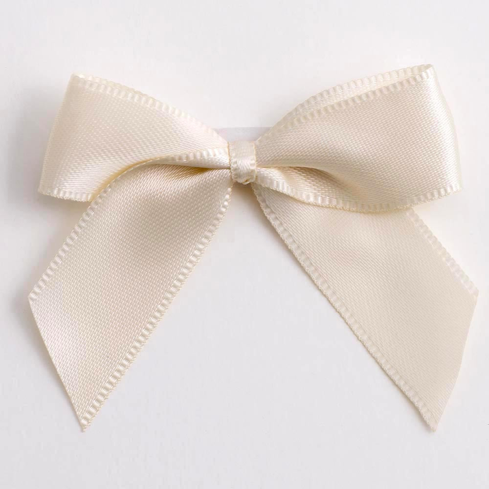 Cream 5cm Satin Bows - Self Adhesive