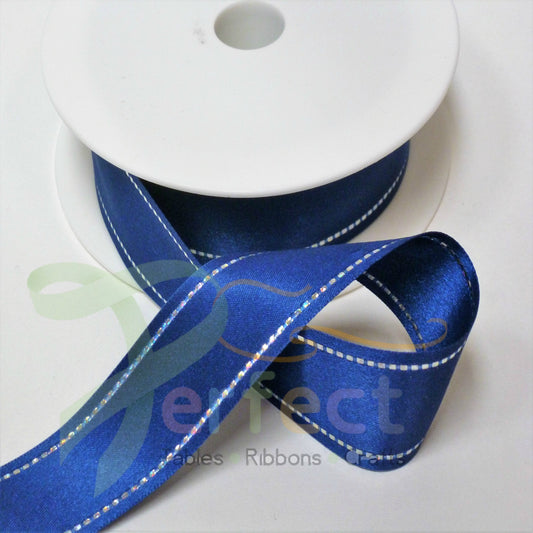 Dark Blue Shindo Diamante Edge Ribbon 15123 084