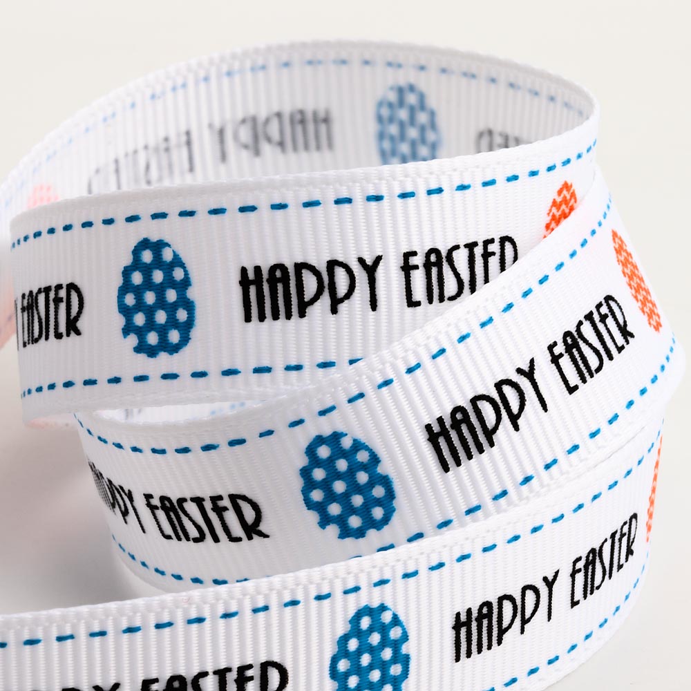 Easter Egg & Happy Easter Grosgrain Ribbon 16mm 5 Metre Reel