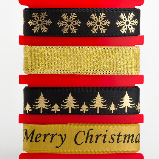 Elegance Carded Christmas Ribbons 4 of 16mm 2 Metre Lengths