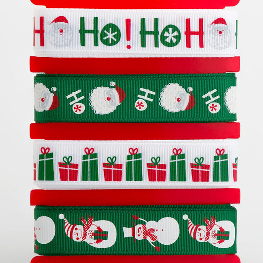 Fun Carded Christmas Ribbons 4 of 16mm 2 Metre Lengths