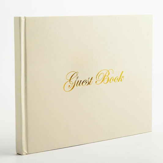 Ivory Guest Book with Gold Text - 60 Pages