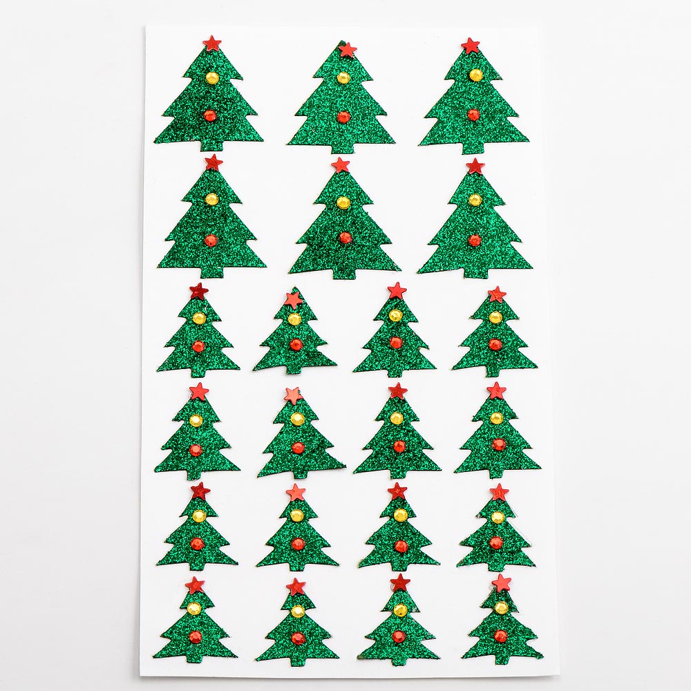 Glitter Christmas Trees 2cm x 2.5cm & 2.5cm x 3.2cm 22 Pack