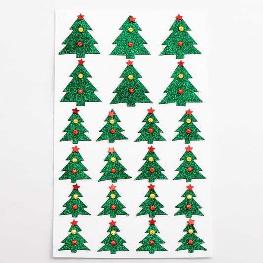 Glitter Christmas Trees 2cm x 2.5cm & 2.5cm x 3.2cm 22 Pack