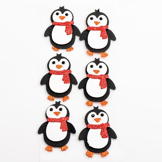 Glitter Penguins 4cm x 3.5cm 6 Pack