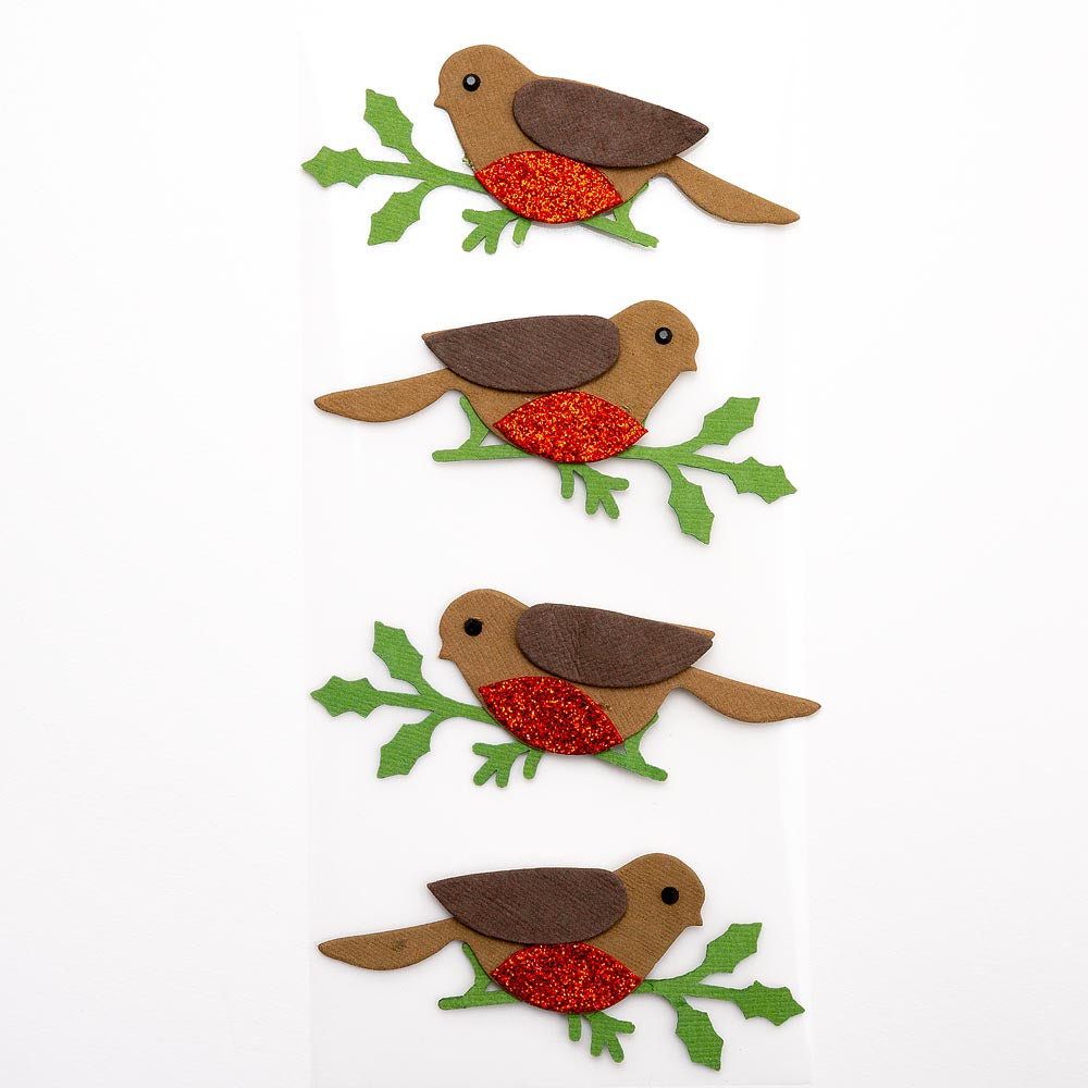 Glitter Robins Sheet of 4 - Perfect Tables