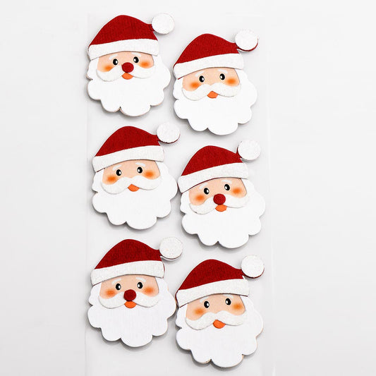 Glitter Santa's Face 3.5cm x 4.5cm 6 Pack