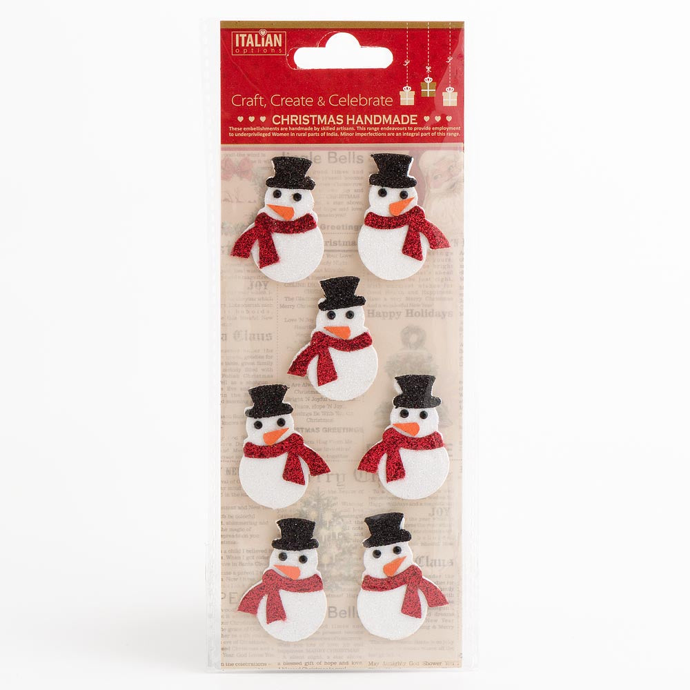 Glitter Snowman 2.7cm x 3.8cm 7 Pack