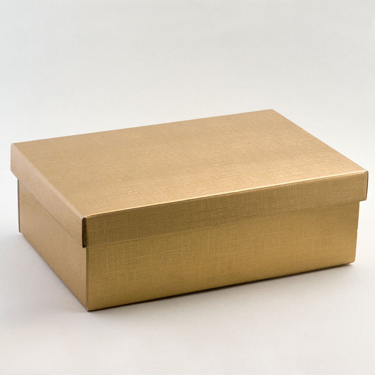 Gold Silk Rectangular Box and Lid 300x200x100