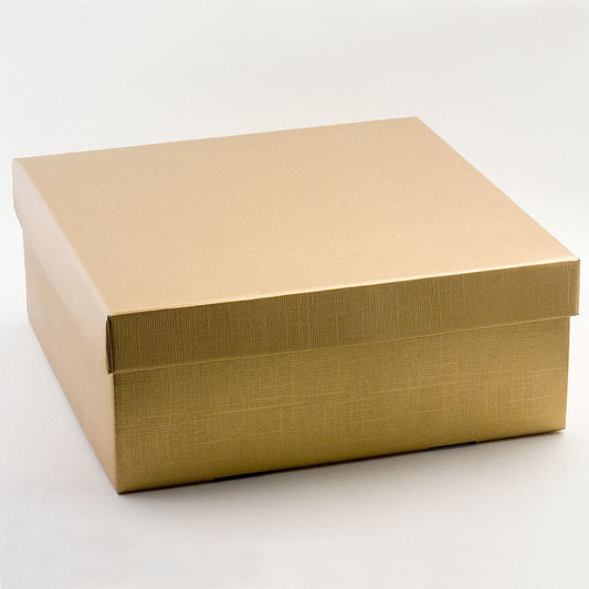 Gold Silk Square Box and Lid 300x300x120