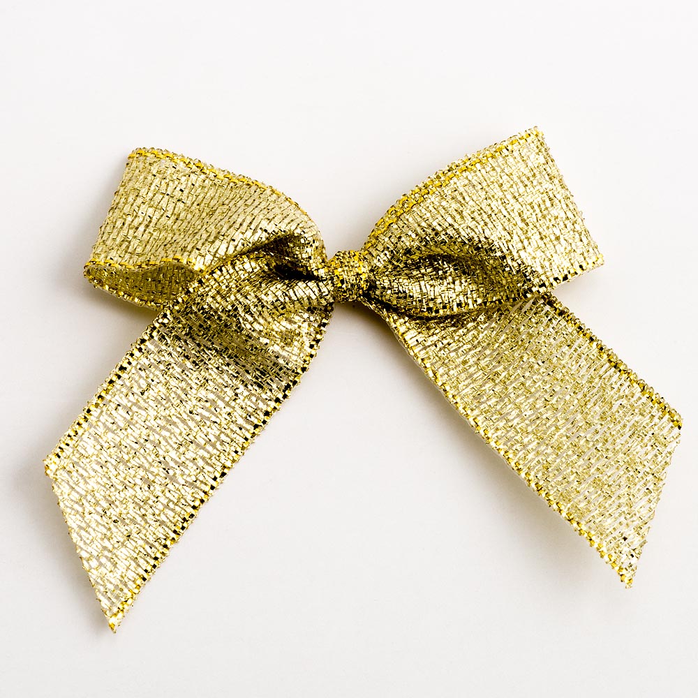 Gold 5cm Lurex Bows - Self Adhesive